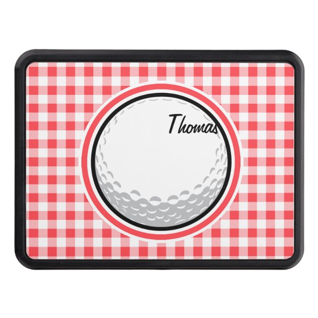 Golf; Red and White Gingham Dragkroksskydd (Framsidan)