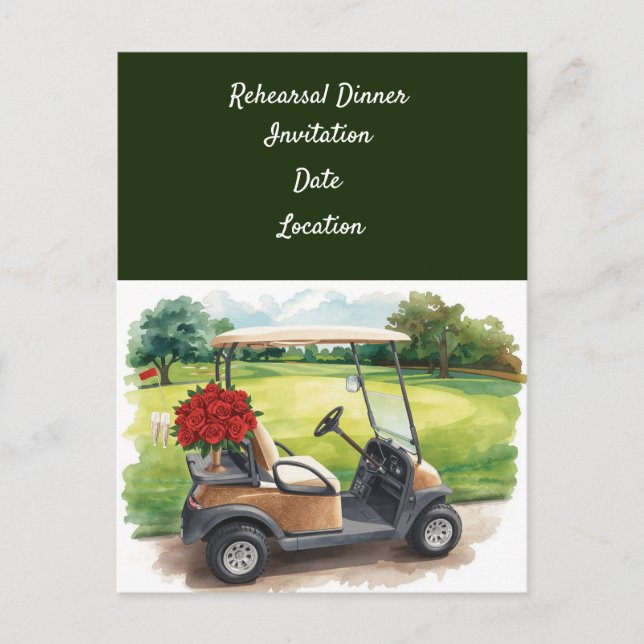 Golf rehearsal Wedding Dinner Invitation   Vykort (Framsida)