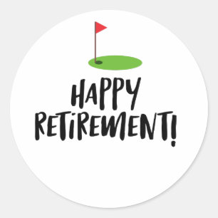 Golf Retire Lycklig Pension med golf flagga Runt Klistermärke