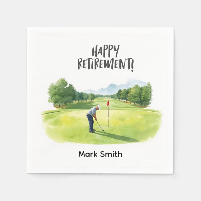 Golf Retirement Par-Tee Napkins | Golfer Tee Off  Pappersservett (Framsidan)