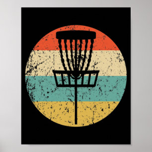 Golf Retro Disk Golf Basket Hooded Sweat Poster