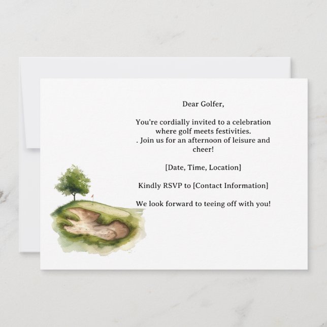 Golf  Retro Golf Chic: Woman Golfer at the Green Inbjudningar (Baksida)