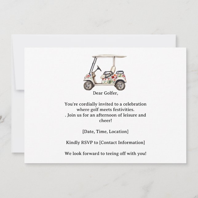 Golf  Retro Golf Chic: Woman Golfer at the Green Inbjudningar (Baksida)