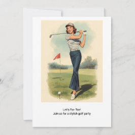Golf  Retro Golf Chic: Woman Golfer at the Green Inbjudningar
