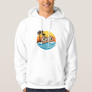 Golf Retro Solnedgångsdesign Hoodie