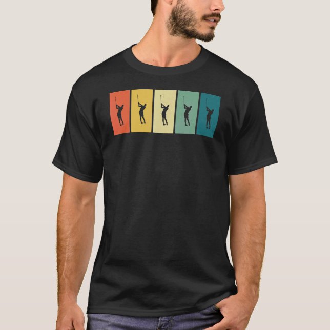 Golf Retro Sunset Golf Player T Shirt (Framsida)