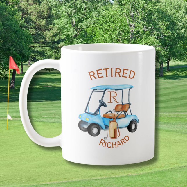 Golf Retrött Monogram Namn Kaffemugg (Skapare uppladdad)