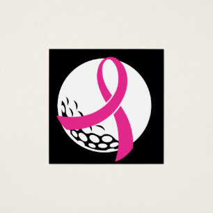 Golf Rosa Ribbon Breast Cancer Awareness Fyrkantigt Visitkort