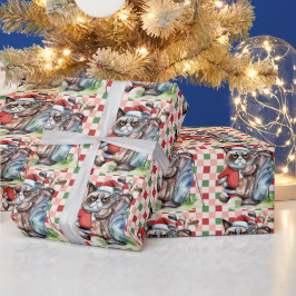 Golf Santa Cat med Bag-julbakgrund Presentpapper