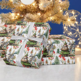 Golf Santa Cat med Bag-julbakgrund Presentpapper