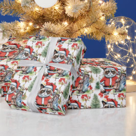 Golf Santa Cat med Bag-julbakgrund Presentpapper