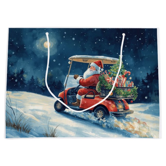 Golf Santa Claus Riding Red Cart Christmas Holiday (Framsidan)