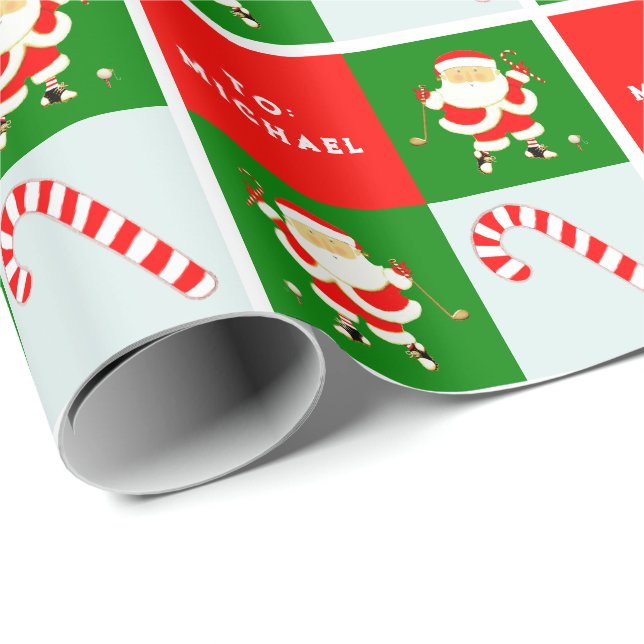 Golf Santa Golfer Helgdag Gift Presentpapper (Rullad Hörn)