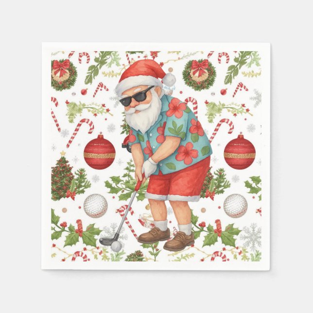 Golf Santa Golfing Christmas  Pappersservett (Framsidan)