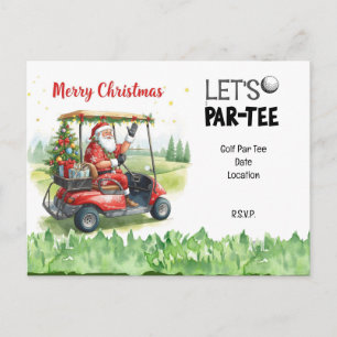 Golf Santa i röd vagn – Roligt Let Par-Tee Vykort
