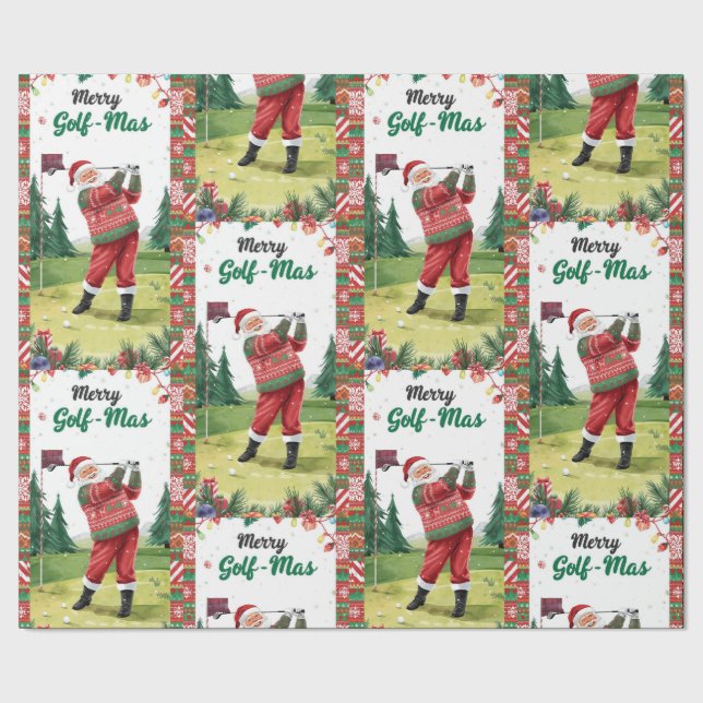 Golf Santa in Ugly Sweater Golfing Merry Golfmas Presentpapper (Seam)