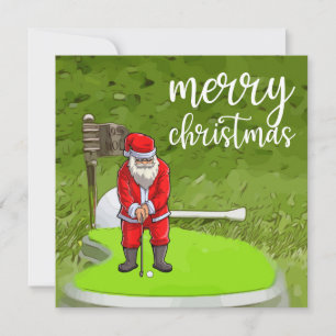 Golf Santa med Julgran-gåva till Golfer Julkort