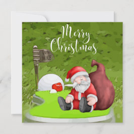 Golf Santa med Julgran-gåva till Golfer Julkort