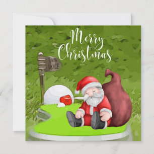 Golf Santa med Julgran-gåva till Golfer Julkort