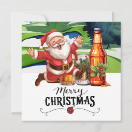 Golf Santa och Beer för julfonen Golfer Julkort