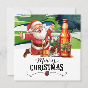 Golf Santa och Beer för julfonen Golfer Julkort