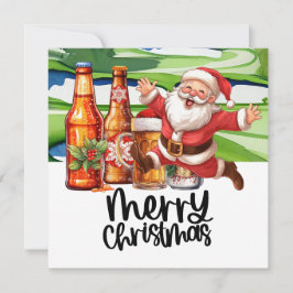 Golf Santa och Beer för julfonen Golfer Julkort