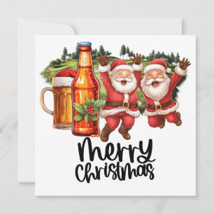 Golf Santa och Beer för julfonen Golfer Julkort