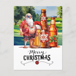 Golf Santa och Beer för julklapp, sommar Helg Vykort