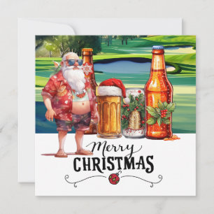 Golf Santa och Beer för julklapp, sommar Julkort