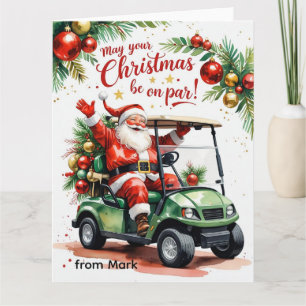 Golf Santa ridande golfvagn jul på kurs Kort