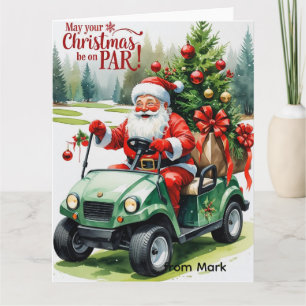 Golf Santa ridande golfvagn jul på kurs Kort