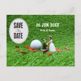 Golf Save Date Bride and Groom Bröllop Invita Vykort