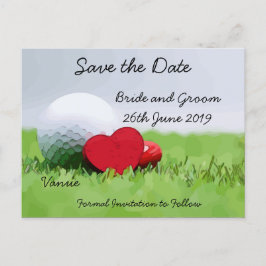 Golf Save date for bröllop with golf boll Inbjudan Vykort