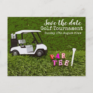 Golf Save date for golf tournament with cart Vykort