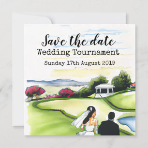 Golf Save date Golf Bröllop Tournament Announ Meddelande
