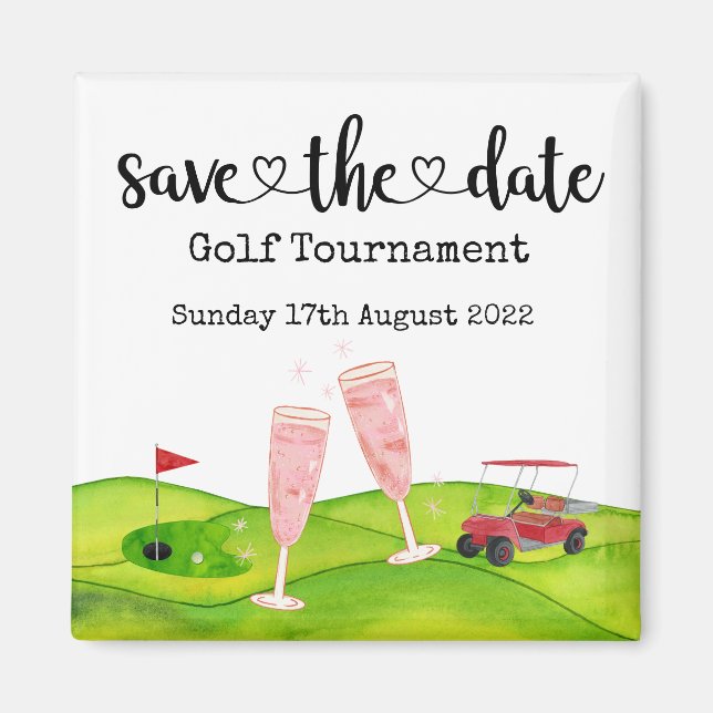 Golf Save date Golf Tournament golfer Bröllop Magnet (Framsidan)