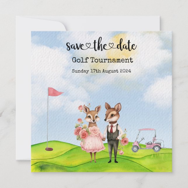 Golf Save date Golf Tournament golfer Bröllop Spara Datumet (Framsida)