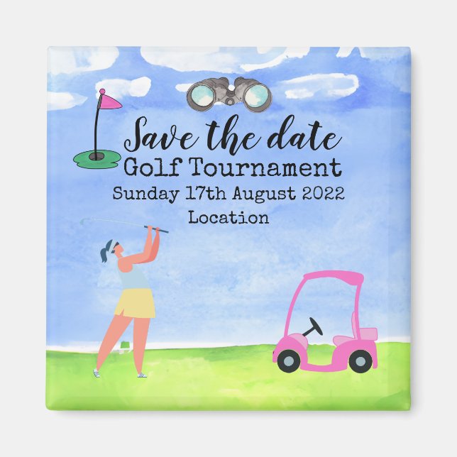 Golf Save date Golf Tournament golfer Magnet (Framsidan)