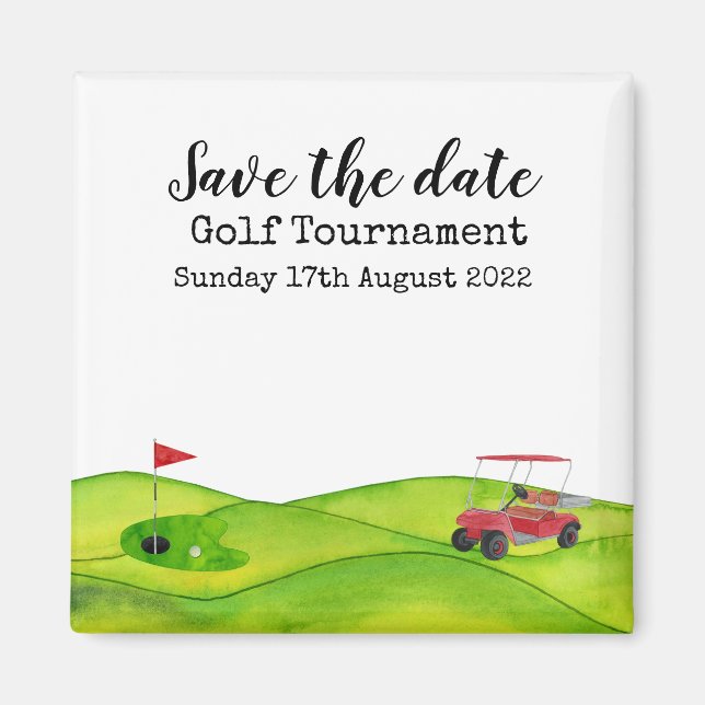 Golf Save date Golf Tournament golfer Magnet (Framsidan)