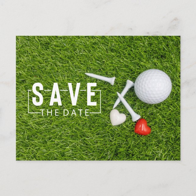 Golf Save date Golf Tournament kärlek bröllop Meddelande Vykort (Framsida)