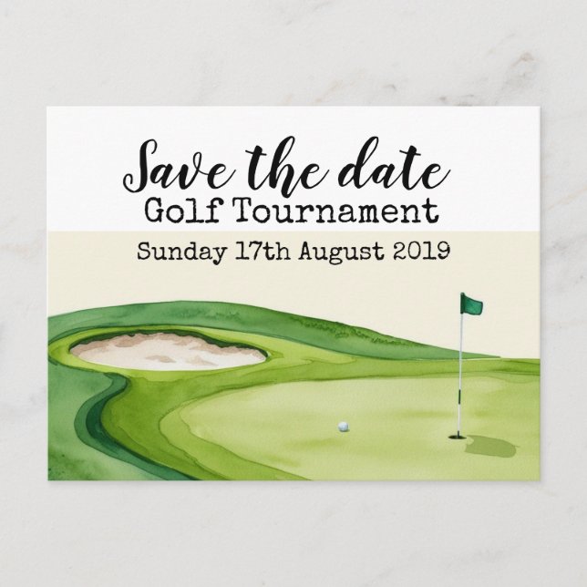 Golf Save date Golf Tournament Meddelande Vykort (Framsida)