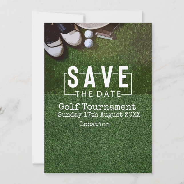 Golf Save date Golf Tournament on grönt Inbjudningar (Framsida)