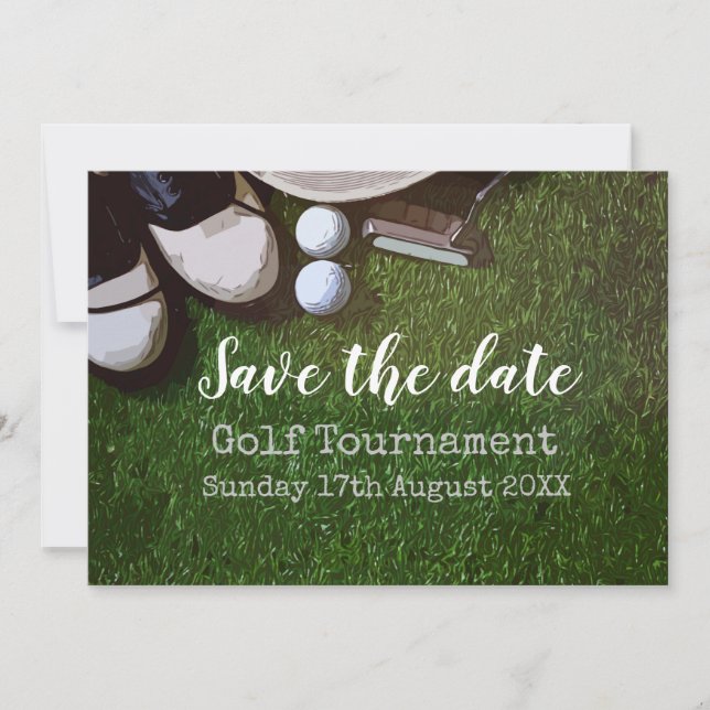 Golf Save date Golf Tournament on grönt Inbjudningar (Framsida)