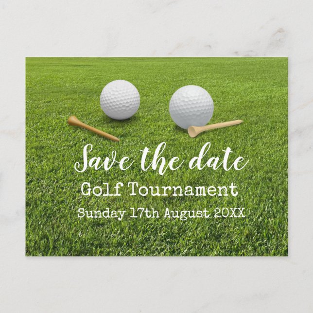 Golf Save date Golf Tournament on grönt Meddelande Vykort (Framsida)