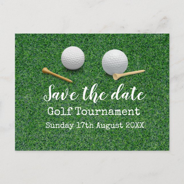 Golf Save date Golf Tournament on grönt Meddelande Vykort (Framsida)
