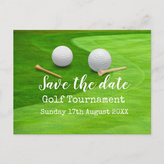 Golf Save date Golf Tournament on grönt Meddelande Vykort (Framsida)
