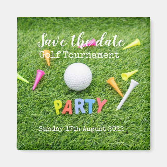 Golf Save date Golf Tournament Party Magnet (Framsidan)