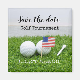 Golf Save date Golf Tournament with U.S.A.flagga Magnet