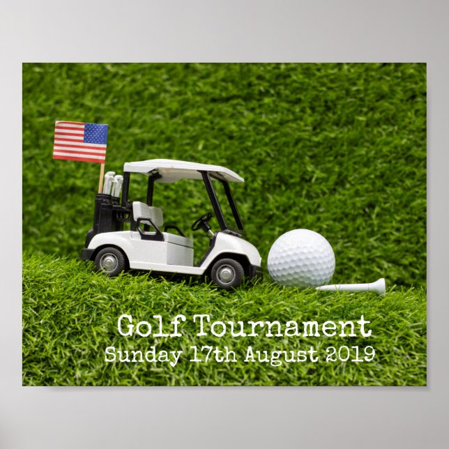 Golf Save date Golf Tournament with U.S.A.flagga Poster (Framsidan)