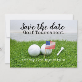 Golf Save date Golf Tournament with U.S.A.flagga Spara Datumet